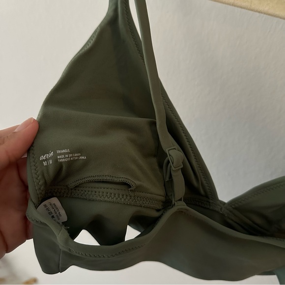 Aerie Triangle Swim Top Olive Green M - Picture 9 of 9